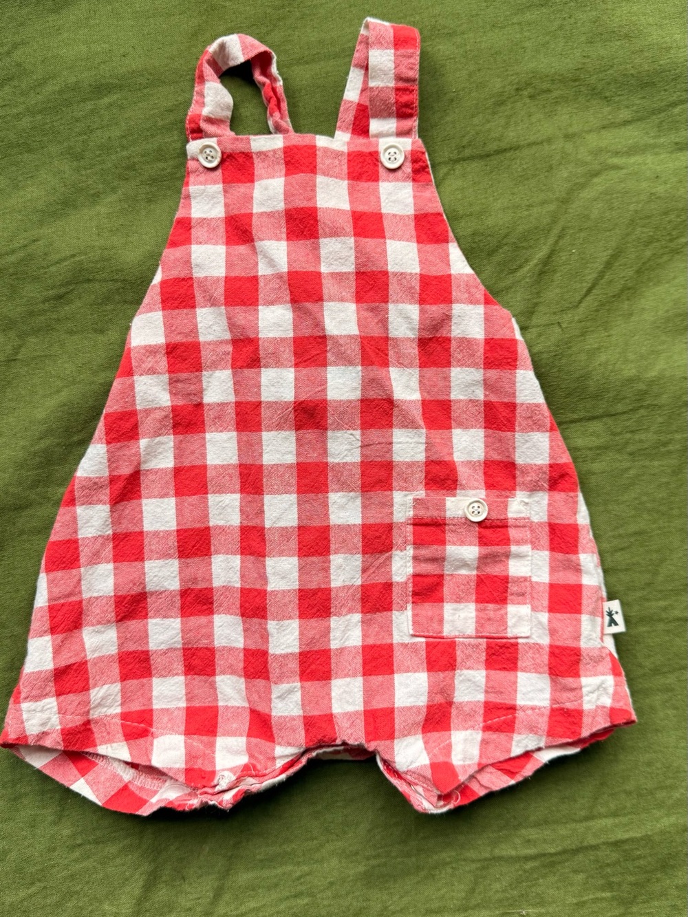 Red Gingham overalls romper